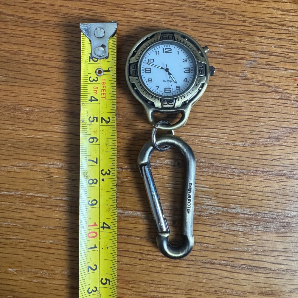 Vintage Bronze Carabiner Clip Watch Japan Movt PURU3107 V-180 Quartz Field Watch - Picture 2 of 5